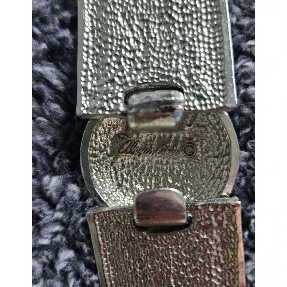 Alexis Kirk Statement Belt Red Snake Embossed Leather Silver Ornate Buckle VTG